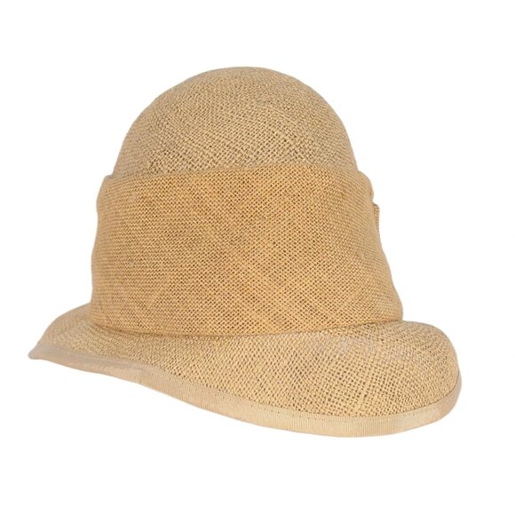 SANDRA PHILLIPPS London Vintage Burlap Bow Cloche Summer Hat O/S - Picture 5 of 11